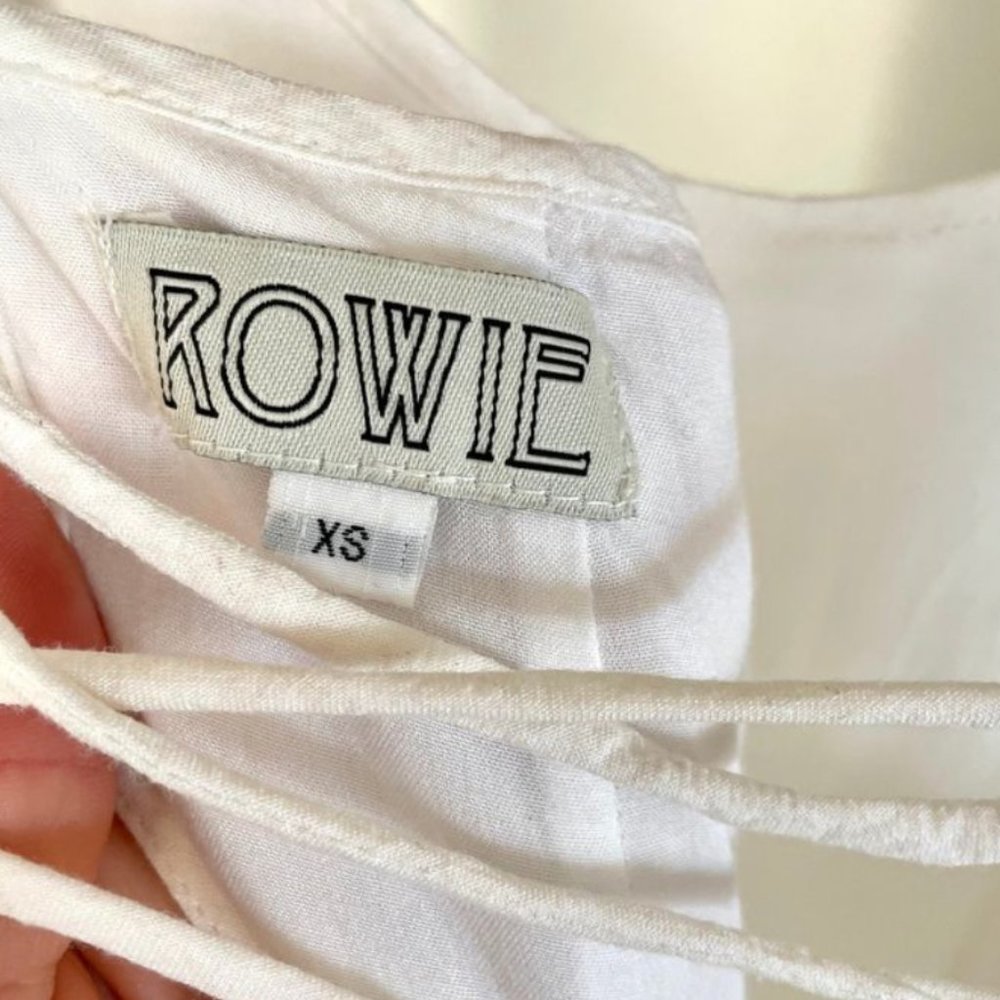 XS ROWIE THE LABEL White cross over back lined mini dress beach - Picture 2 of 8